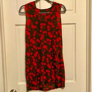 Love the color combo and print! Super cute cover up 🍒
